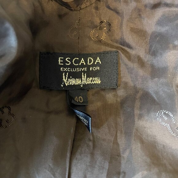 Escada for Neiman Marcus Brown and White Houndstooth Boucle Cropped Jacket Sz 40 - Picture 7 of 9